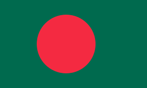 Bangladeş-Betimleyen: Anıl YÜCEL  Yatay dikdörtgen biçimindeki Bangladeş bayrağının zemini koyu yeşil renkte. Ortasında ise bayrağın yaklaşık üçte biri büyükte yuvarlak var. Bu yuvarlak kırmızı renkte. Yuvarlak bayrağın çok hafif sol tarafında bulunuyor.