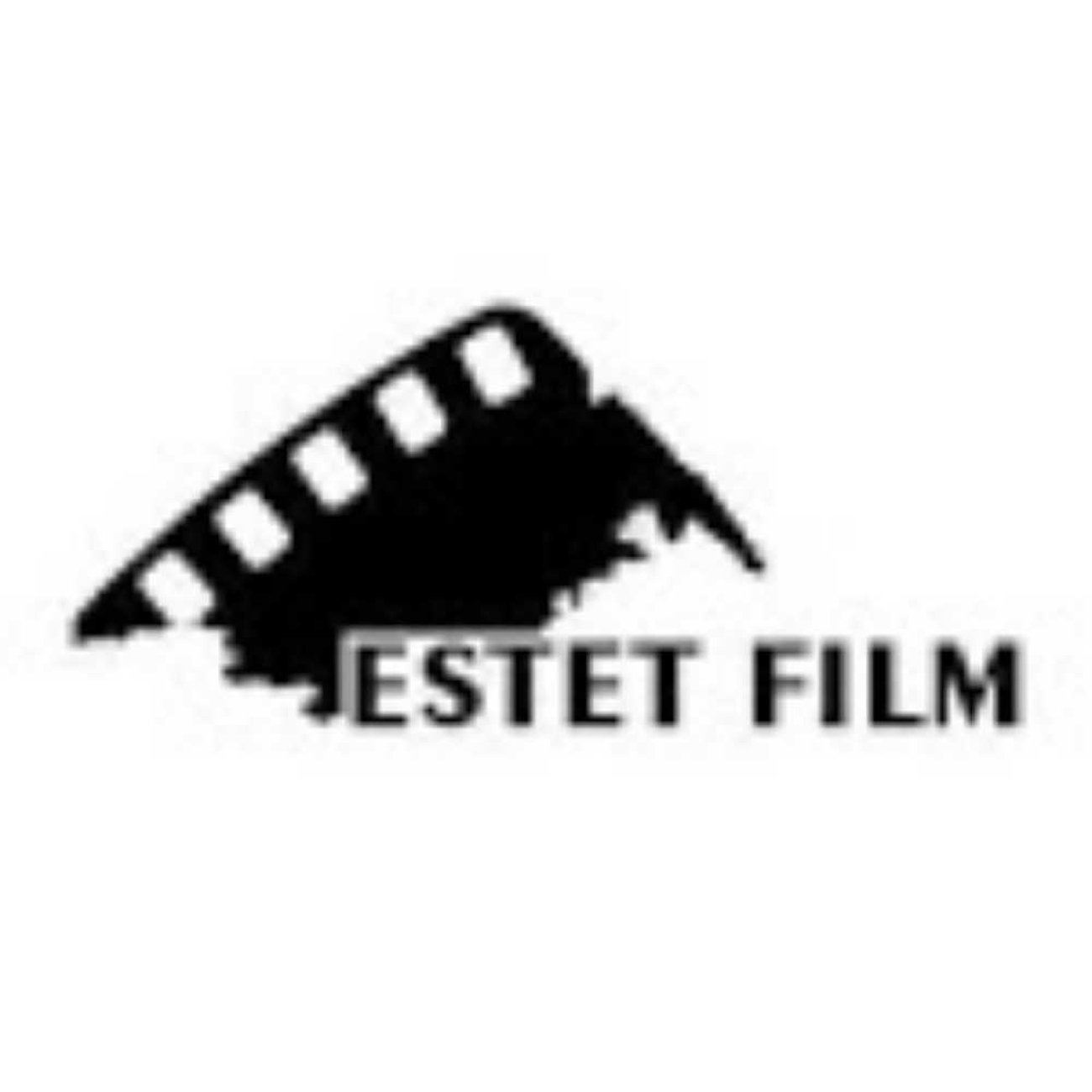 Siyah renkte Estet Film logosu. Üstte kavisli bir film şeridi illüstrasyonu, altında ise büyük harflerle Estet Film yazısı yer alıyor.