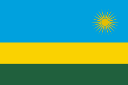 Ruanda-Betimleyen: Ayşenur KAVAK  Yatay dikdörtgen şeklindeki bayrakta yukarıdan aşağıya doğru açık mavi, sarı ve yeşil renkli yatay şeritler var. Bayrağın üst yarısını kaplayan ve öteki renk şeritlere kıyasla daha büyük olan açık mavi renkli şeridin tam sağ tarafında ortalanmış olarak duran altın sarısı renkli ve 24 ışını bulunan güneş bulunmakta. Güneş tam ortada bir dair ve çevresinde 24 adet ışın olarak resmedilmiş. Bayrağın alt yarısındaki sarı ve yeşil renkler ise iki eşit yatay şerit halinde bulunmakta.