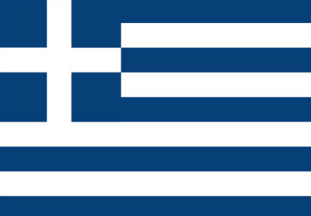 Yunanistan-Betimleyen: Zeynep GÜL  Mavi beyaz yatay çizgiler 9 eşit parçaya bölünmüş. Sol üst köşede mavi zemin üzerine beyazla artı işareti çizilmiş.