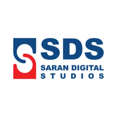 SDS SARAN DIGITAL STUDİOS Saran Digital Studios kurumsal logosu: Lacivert-kırmızı kıvrımlı bir sembol ile yanında baskın lacivert tonlarda SDS kısaltması ve şirketin tam adını içeren tasarım yer alıyor.