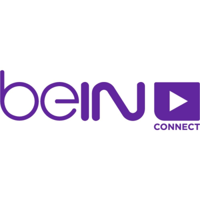 beIN CONNECT Beyaz arka plan üzerinde mor renkle küçük harflerle bein yazıyor. Sağ tarafta mor bir karenin içinde beyaz bir oynat (play) tuşu sembolü yer alıyor ve bu karenin hemen altında daha küçük harflerle CONNECT kelimesi okunuyor.